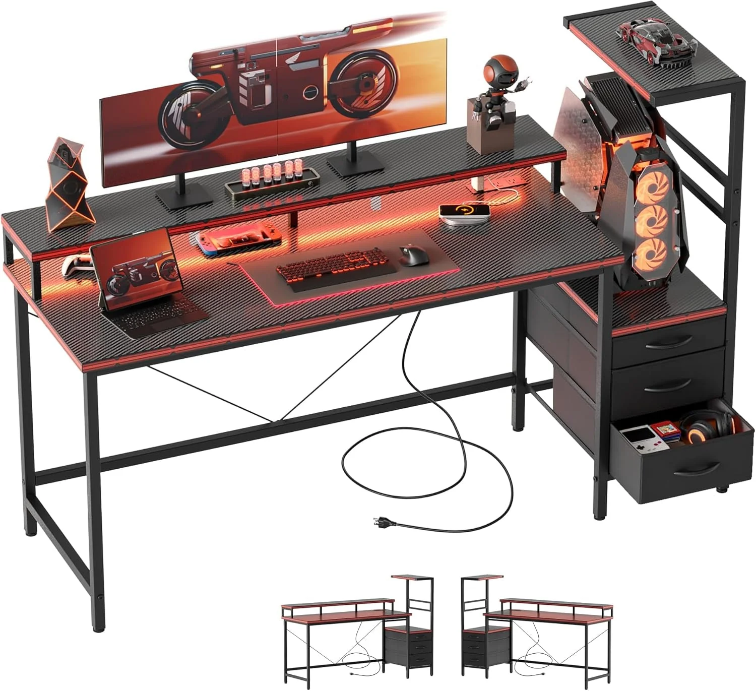 Exclusive Multifunctional Gaming Desk With Integrated LED Lighting Powerful