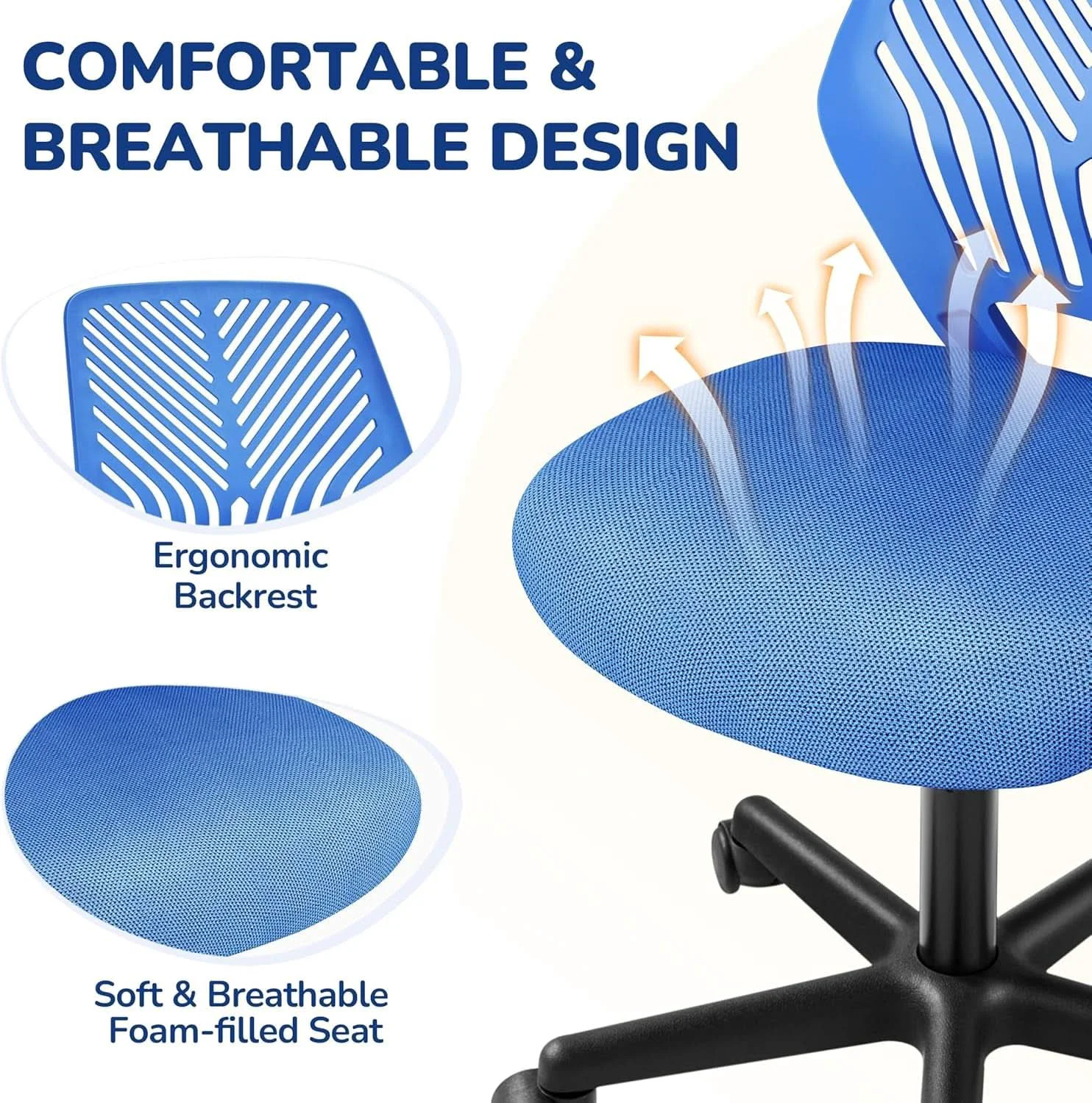 Fashionable Blue Adjustable Student Desk Chair With Lumbar Support Artisan