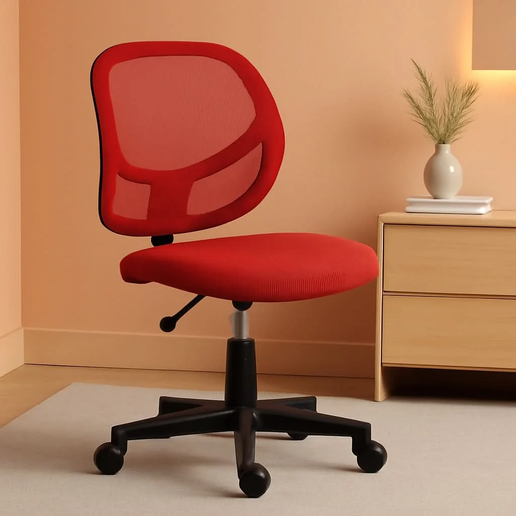 Minimalist Kids Adjustable Mesh Low Back Swivel Desk Chair With Footrest Red Verified