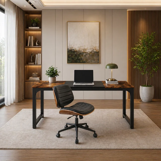 Fast 63 Modern Computer Desk Armless Swivel Office Chair Set Vintage Bl Convenient