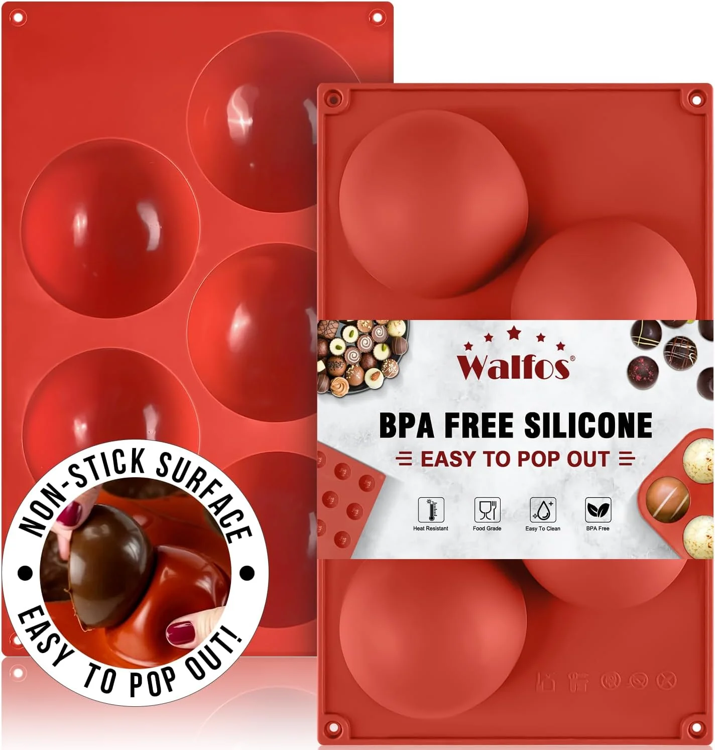 High-End Extra Large 5-Cavity Semi Sphere Silicone Mold 2 Packs Half Sphere Silicone Baking Molds for Making Chocolate Cake Jelly Dome Mousse World-Class