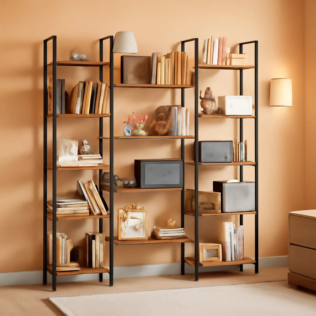 Professional Industrial 14 Shelving Brown Bookcase Display Unit Healthy