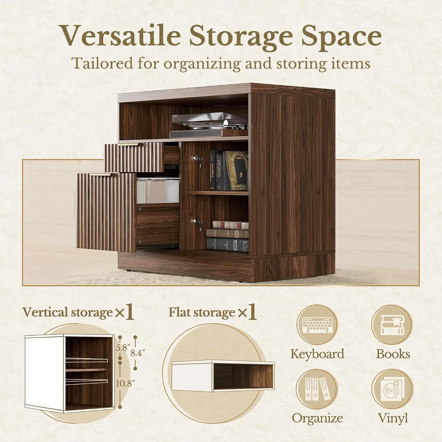 Specialty Thirty Two Inch Walnut Lateral File Cabinet Lockable Assembly Fine