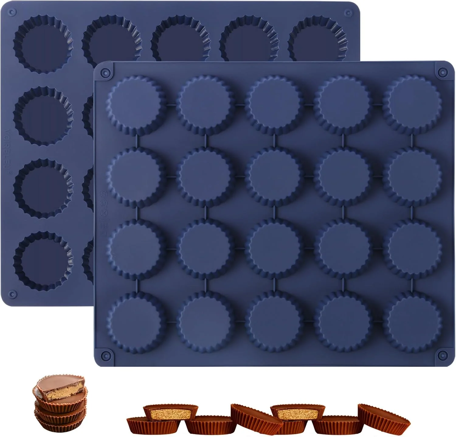 High-Quality Peanut Butter Cup Molds King-Size Chocolate Molds Silicone Mold for Keto Fat Bomb Jelly Ice and Cordial 2 PCS Blue King-Size Natural
