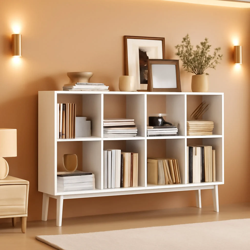 Green Cloud White Eight Compartment Modular Bookcase System Reusable