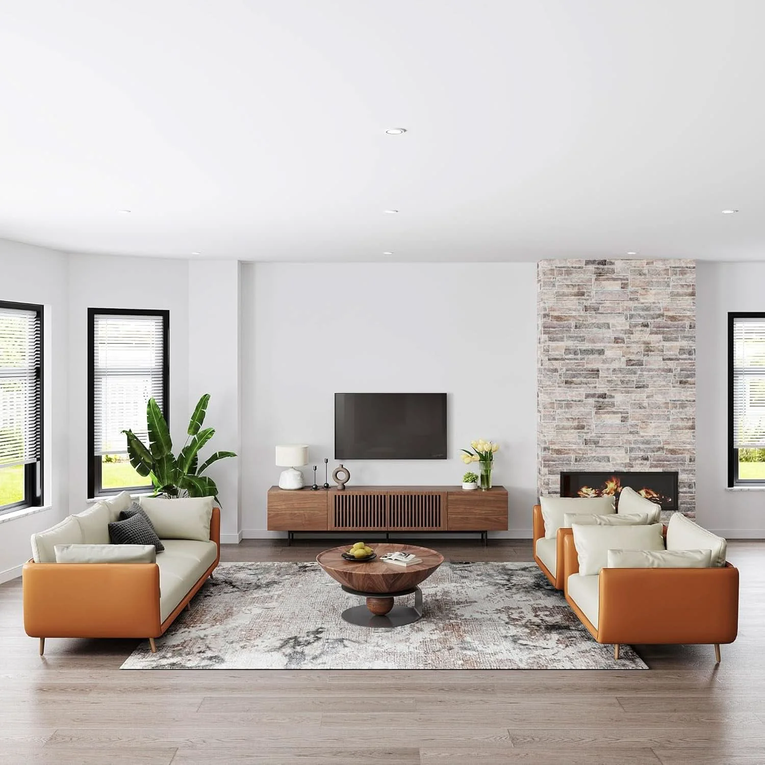 Environmentally Friendly Solid Wood TV Stand For 70 To 75 Inch TV With Walnut Veneer Superior