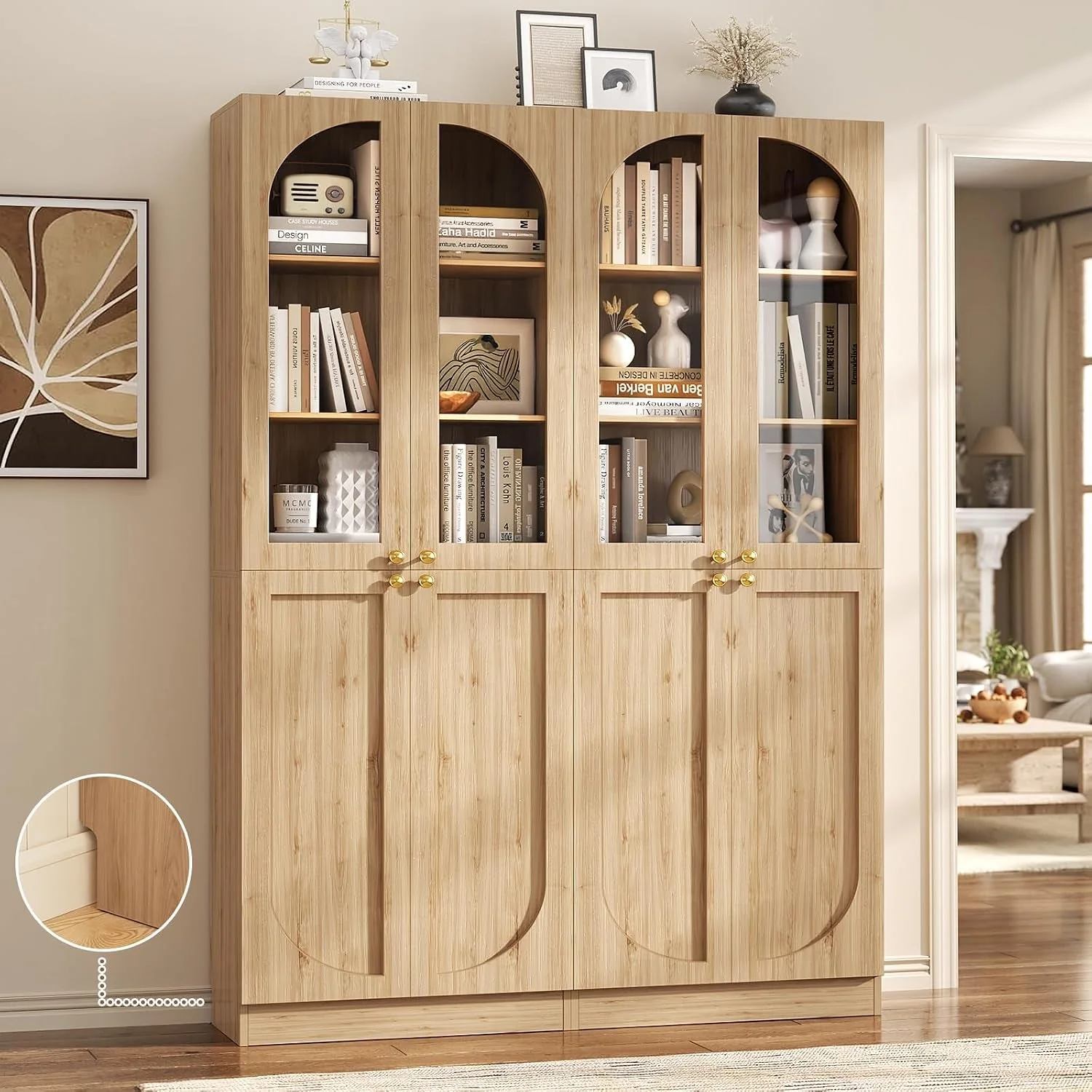 Convenient 80 Inch Arched Bookcase Featuring Premium Soft Close Easy-to-Use
