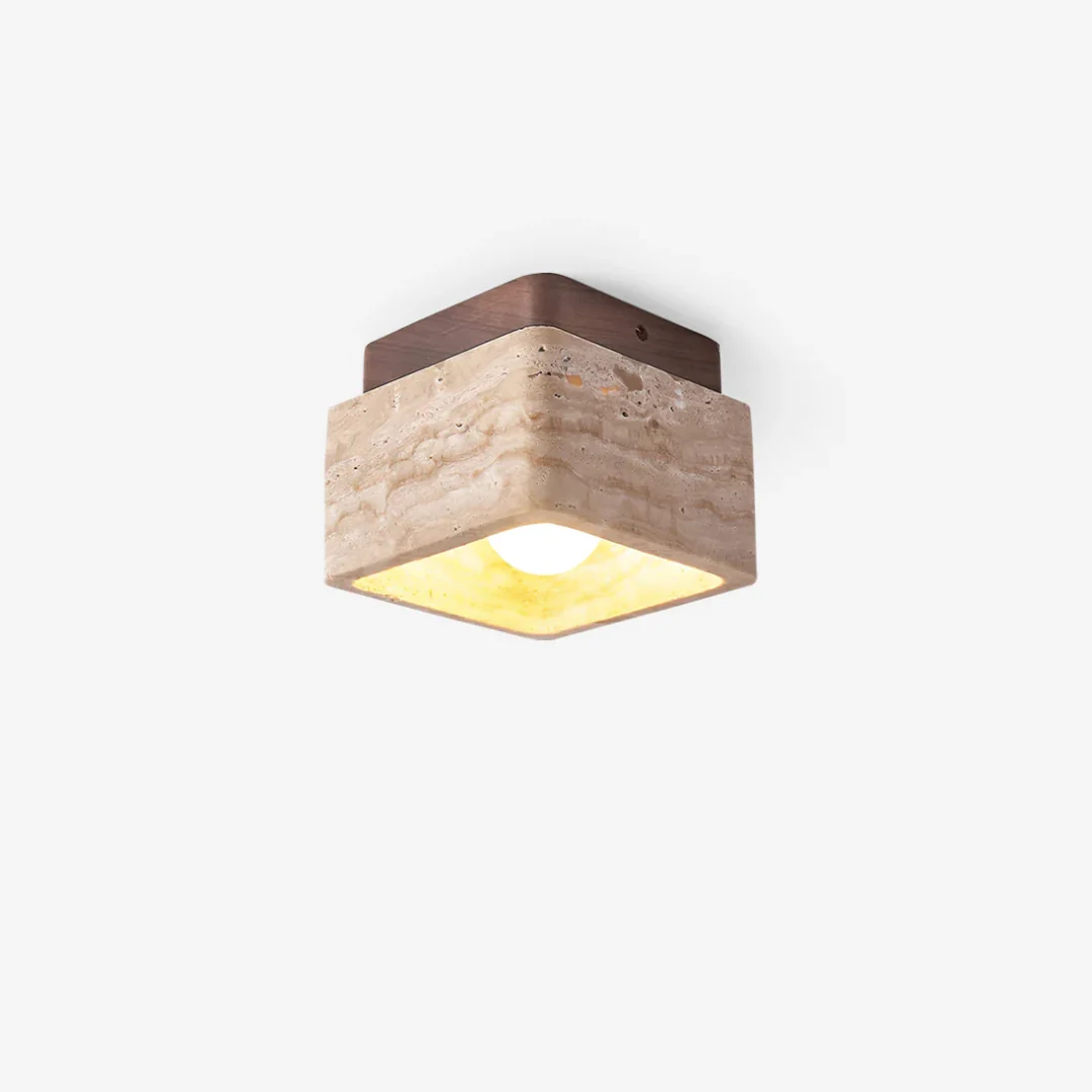 Elegant Square Cave Stone Ceiling Lamp Advanced