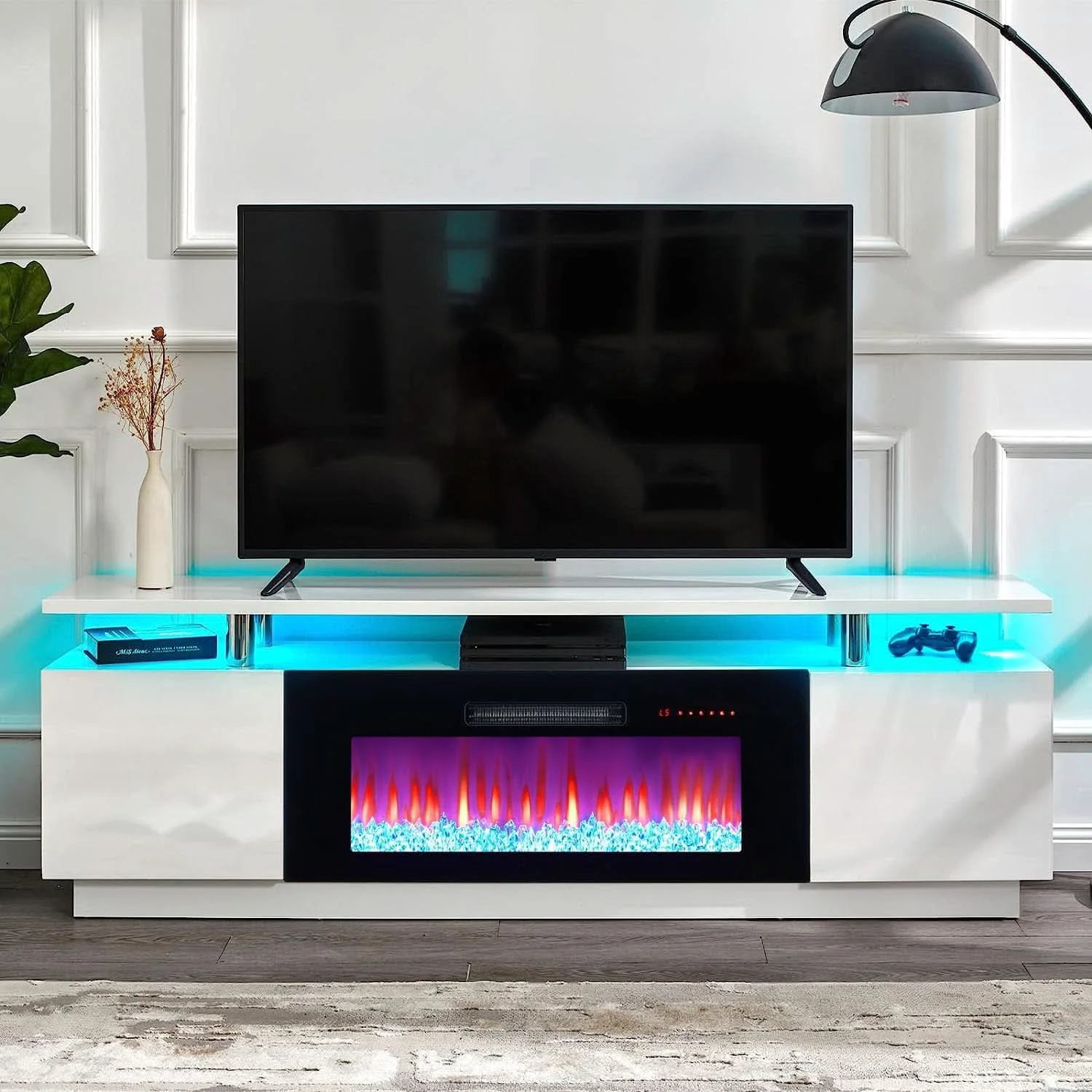 Secure Ivory White 36 Inch Electric Fireplace Tv Entertainment Center Soft