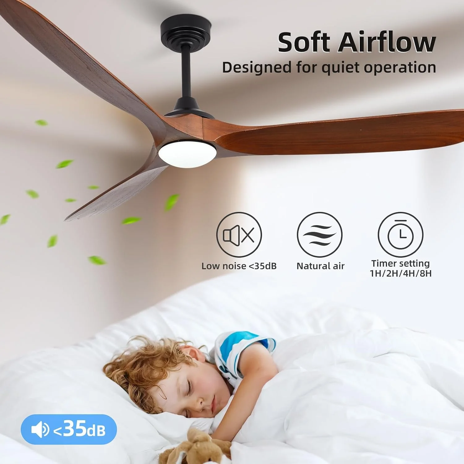 Powerful 72-inch Walnut Outdoor Ceiling Fan With Lights Minimalist