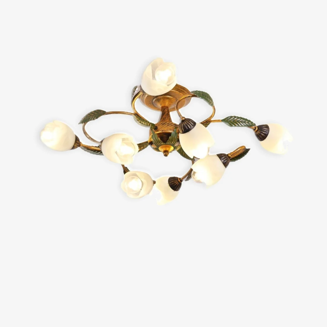 Traditional American style Flower Ceiling Lamp Green