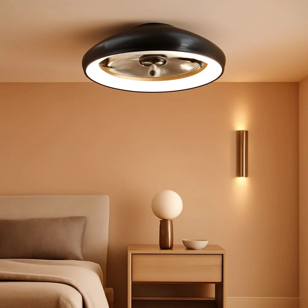 Fine Crafted 20 Inch Black Flush Mount Ceiling Fan With Dimmable Lights Traditional