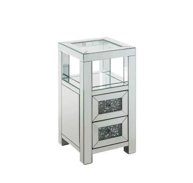 Green Noralie – 24 Accent Table – Clear Glass Mirrored Faux Diamonds Trusted