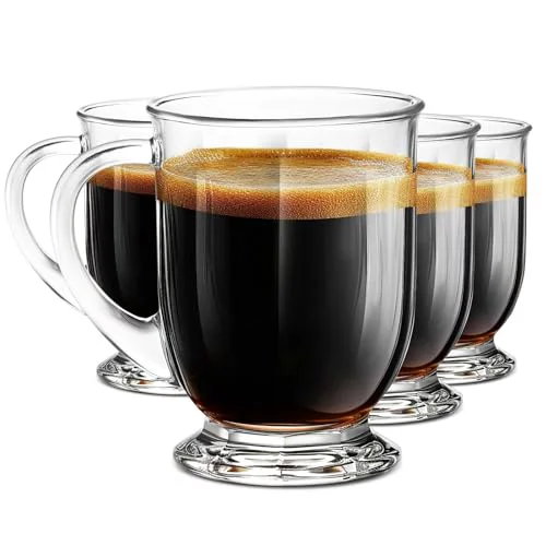 Pure Clear Glass Coffee Mugs Set of 4 4 Count Selected