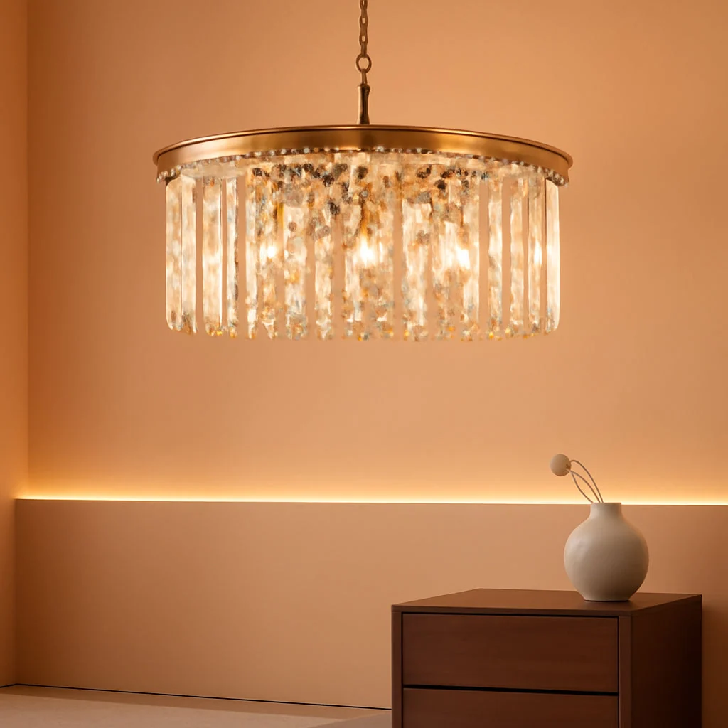 Effective 20-Inch Gold Round Crystal Chandelier Ceiling Light Professional