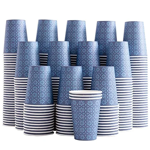 Refined 240 Pack Paper Cups 10 oz Bulk Disposable Coffee Cups Navy Floral 240 Count Expertly Made