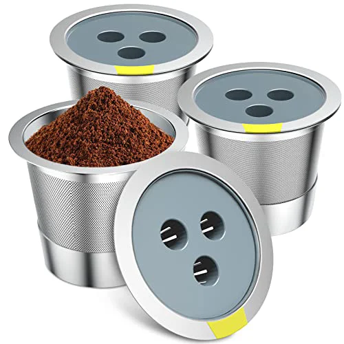 Smooth Stainless Steel Reusable K Cups Compatible for Ninja Coffee Maker 3 Count Next-Generation