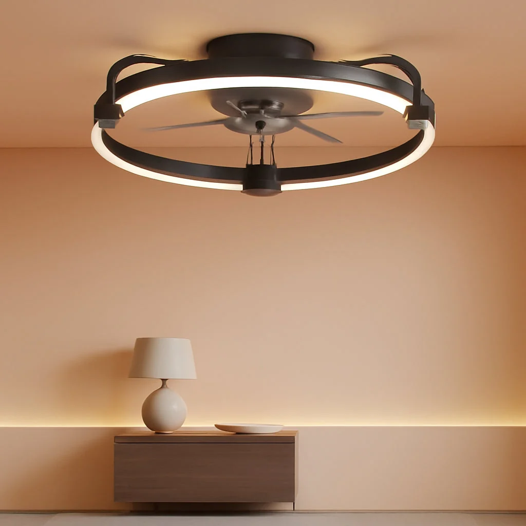 Premium 20 Inch Black Remote Controlled LED Light Ceiling Fan Eco-Friendly