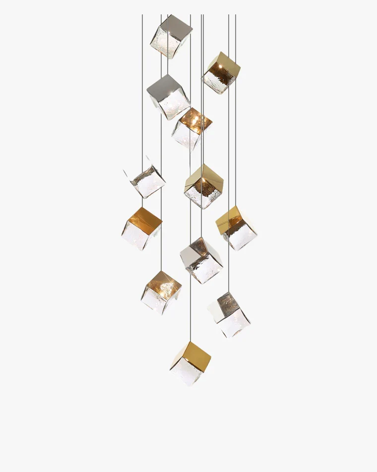 Solid Modern Ice Block Texture Chandelier Natural