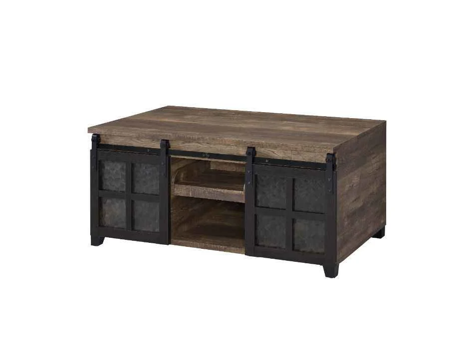 Smooth Nineel – Coffee Table – Obscure Glass Rustic Oak Black World-Class