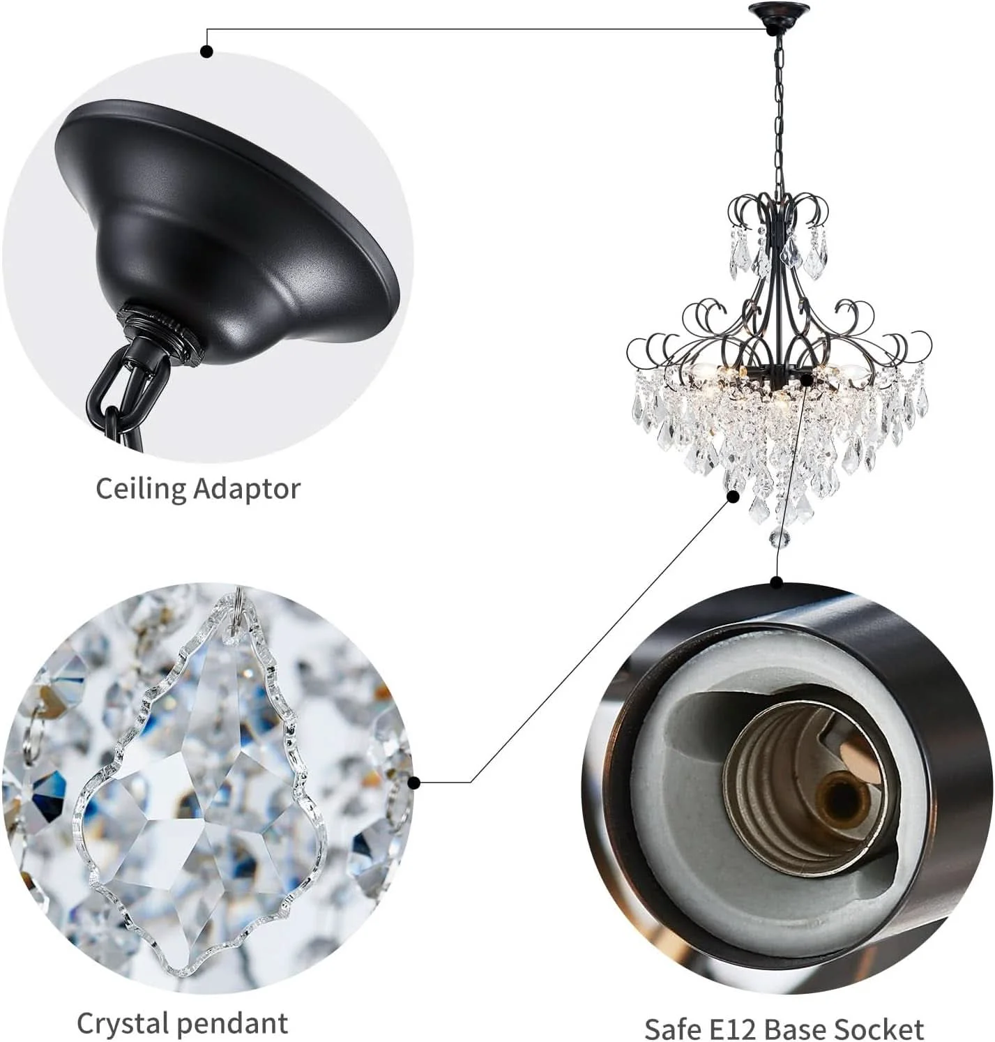 Trendy Black Crystal Chandelier 10 Light Pendant Ceiling Fixture Reliable