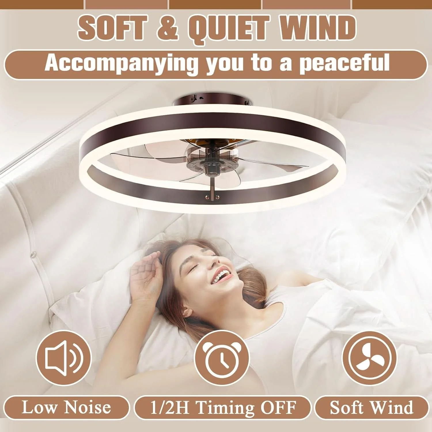Pure 19.7 Inch Low Profile Ceiling Fan With Light Remote High-Grade