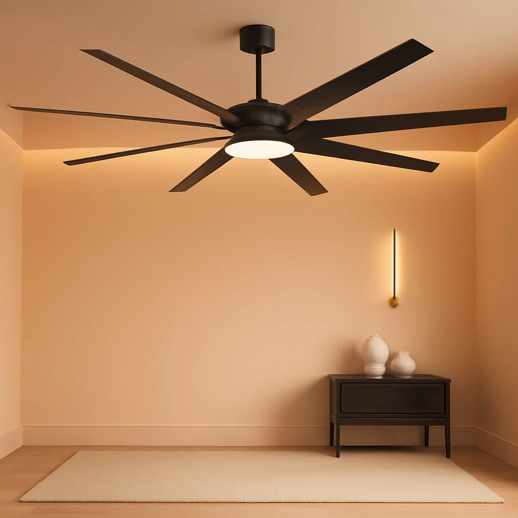 Eco-Friendly Contemporary Black Ceiling Fan With Integrated Lighting Traditional