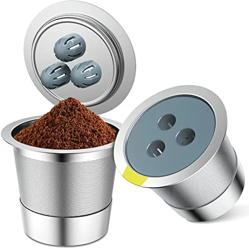 Original Design Stainless Steel Reusable K Cups Compatible with Ninja Coffee Upgrade2 Pack K Cups Reusable Coffee Pods Fit Ninja CFP201 CFP305 CFP307 CFP400 Not Fit 1 Hole and 5Hole 2 Count Sophisticated
