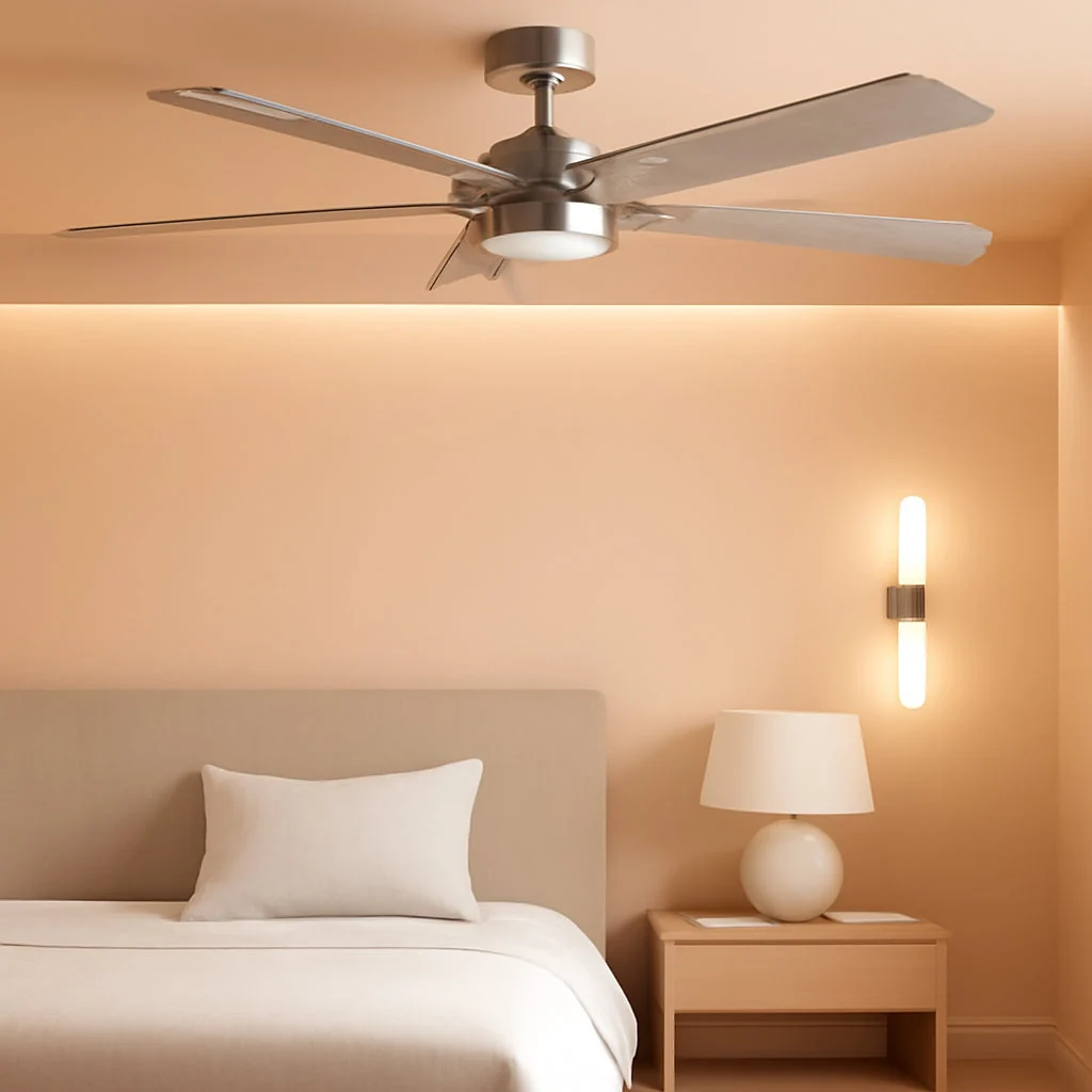Certified 52 Inch Brushed Nickel Ceiling Fan Remote Controlled Excellent