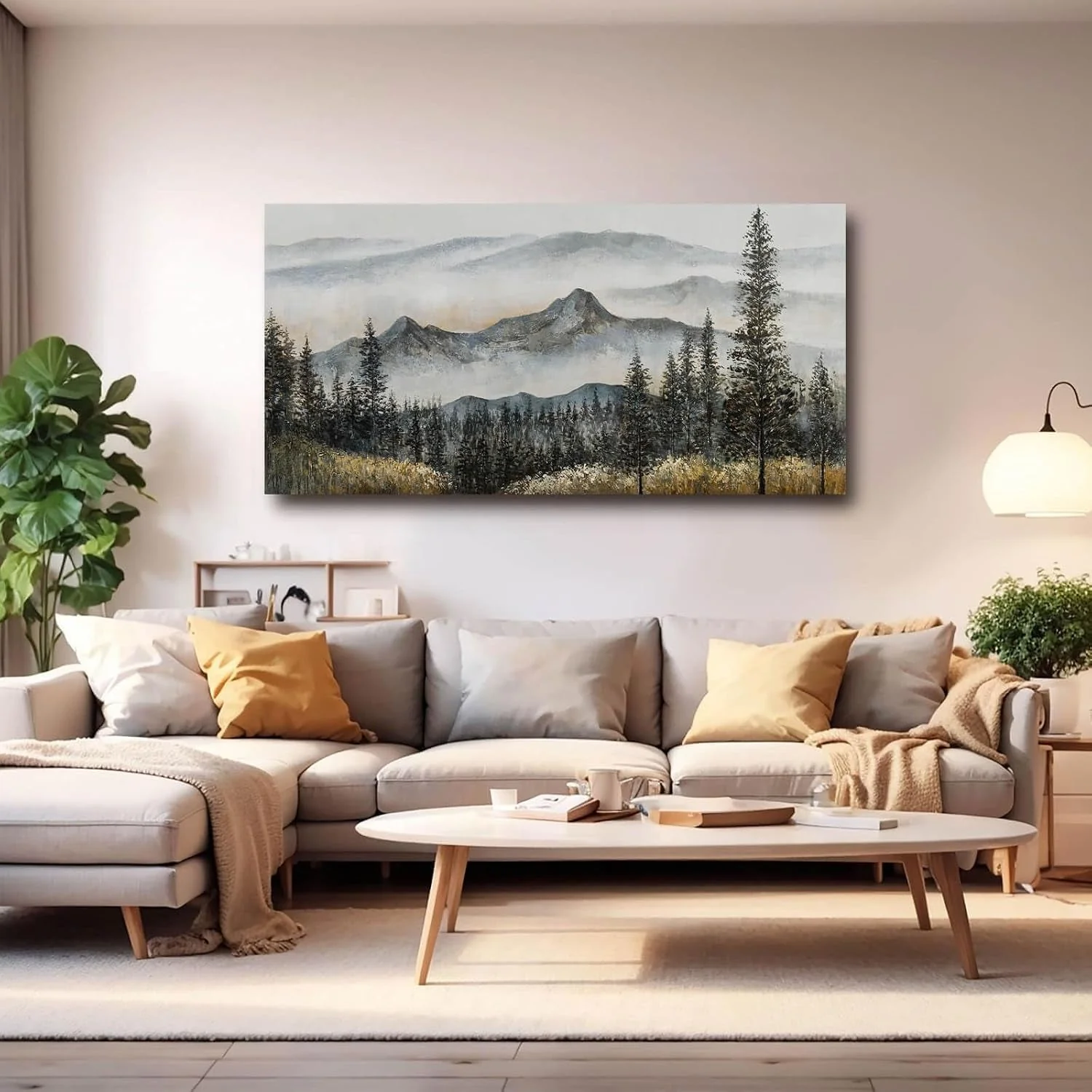 Practical Green Forest Contemporary Wall Art 24×48 BohemianDecor Certified