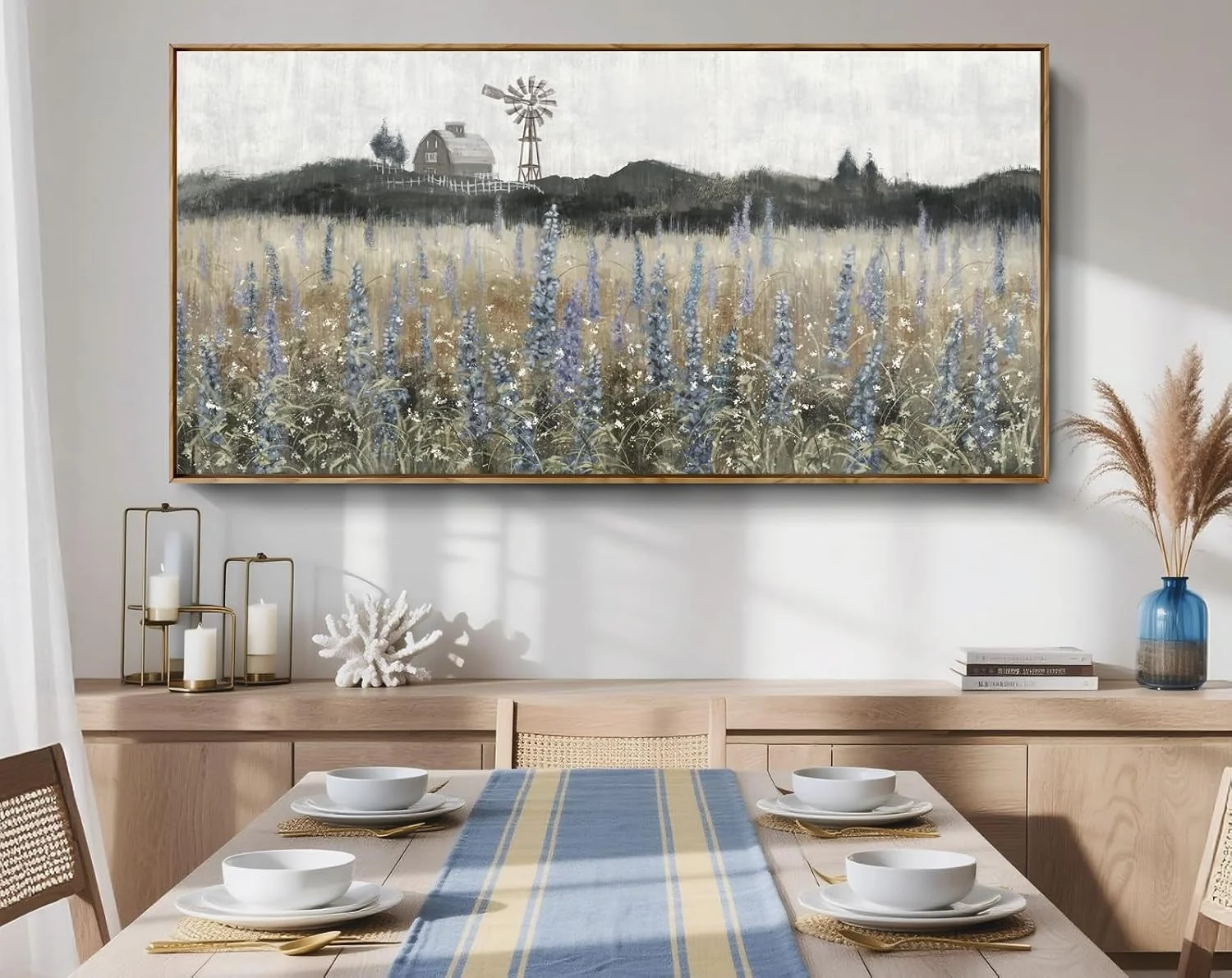 Advanced Cerulean Purple Meadow Canvas Wall Art 48x24Inches Premium