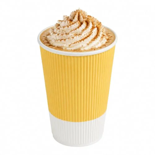 Reusable Ripple Wall Coffee Cups 500 Count 16 Ounce Insulated Light Yellow Paper Cups Dependable