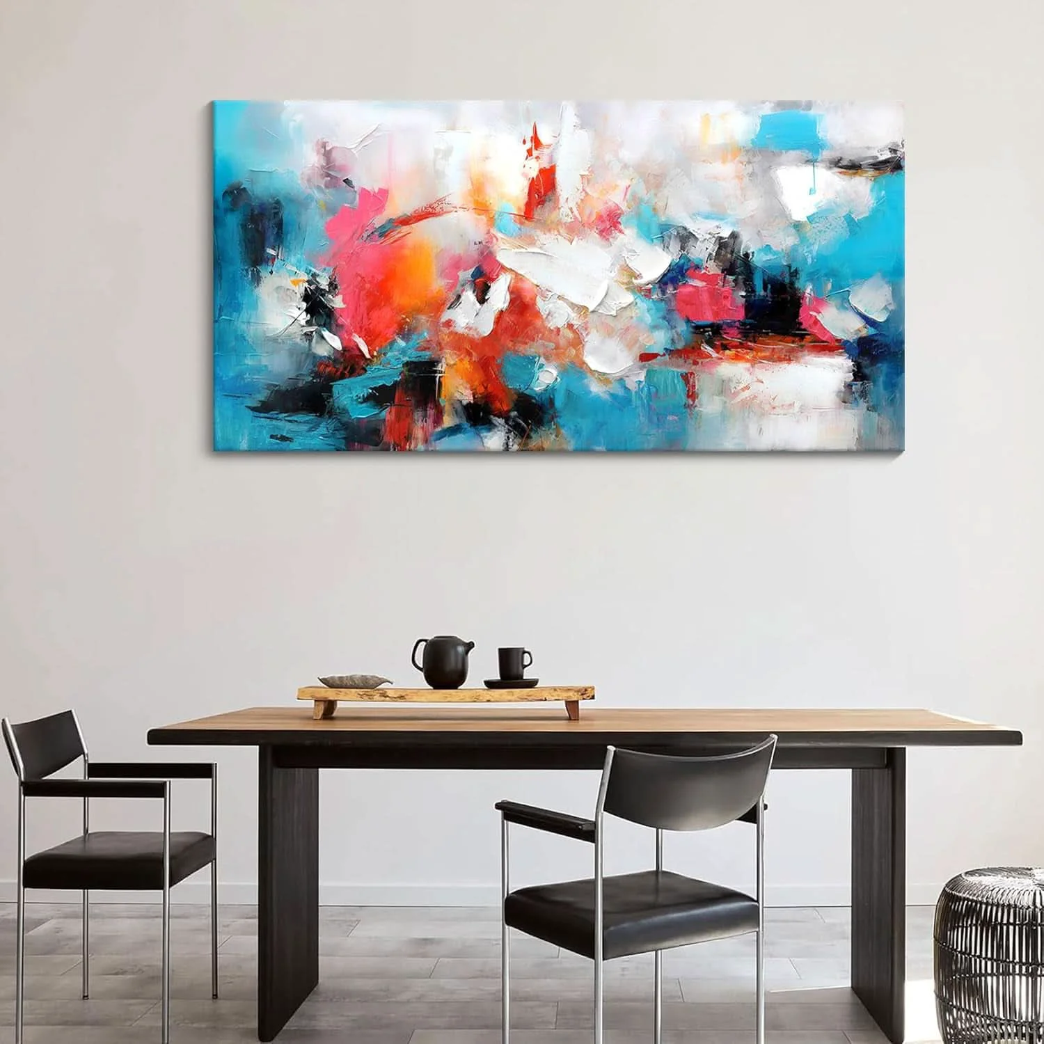 Contemporary Ultra Premium Exclusive Abstract Canvas Wall Art 24×48 Blue Pink