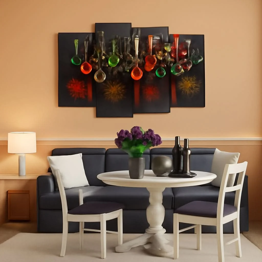 Responsible 4 Piece Spice Spoon Canvas Art Set For Kitchen Wall Decor Premium Material