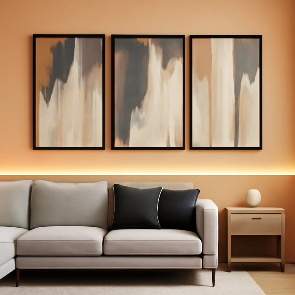 Functional Gray Beige AbstractExpressionist Canvas Wall Art Size16x24 Superior