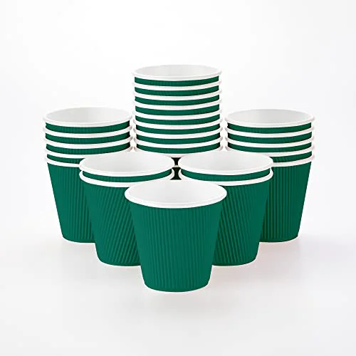 Reliable Ripple Wall Coffee Cups 500 Count 8 Ounce Insulated Forest Green Paper Cups Genuine