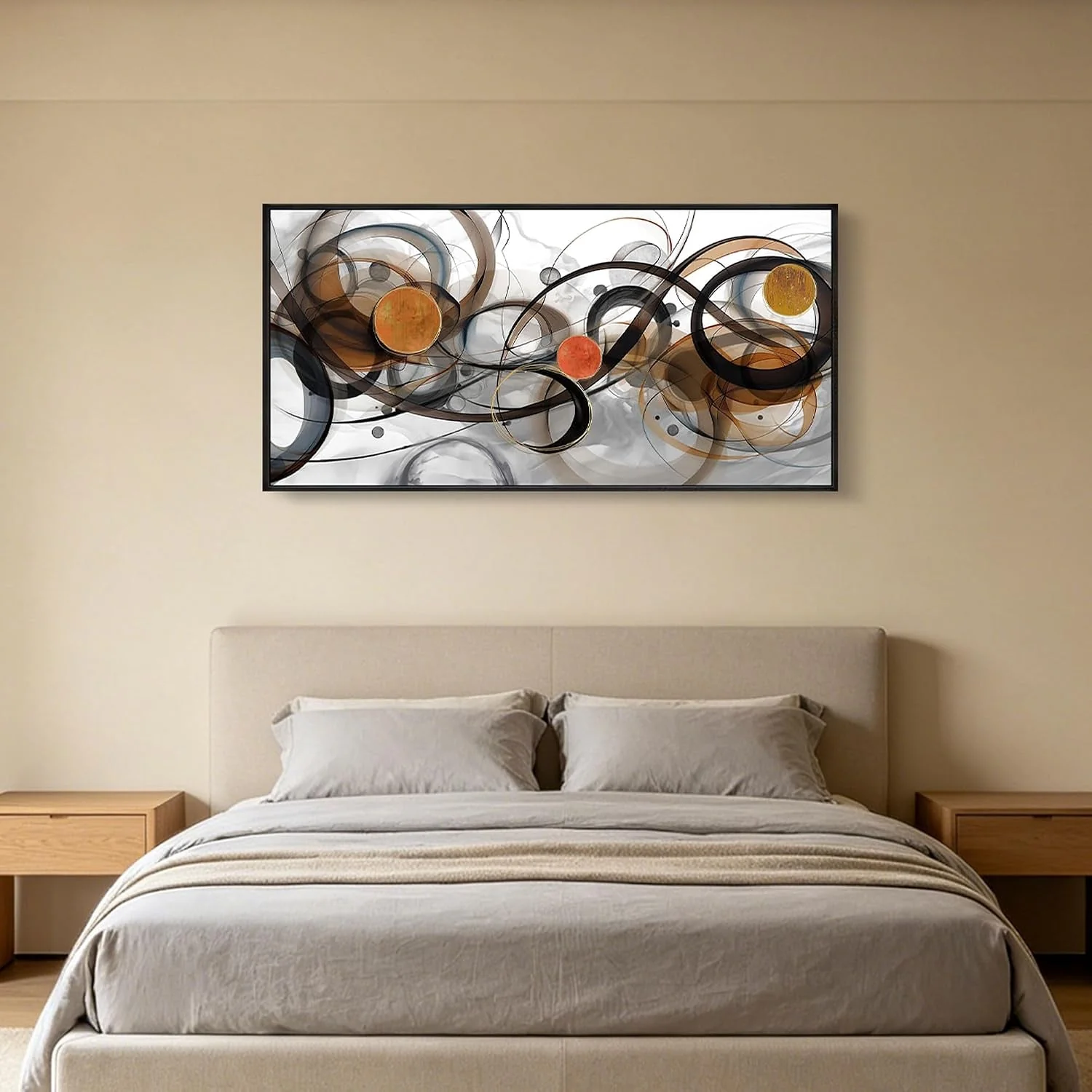 Reusable Charcoal Brown Abstract Wall Art Canvas 40X20 Inches Lightweight