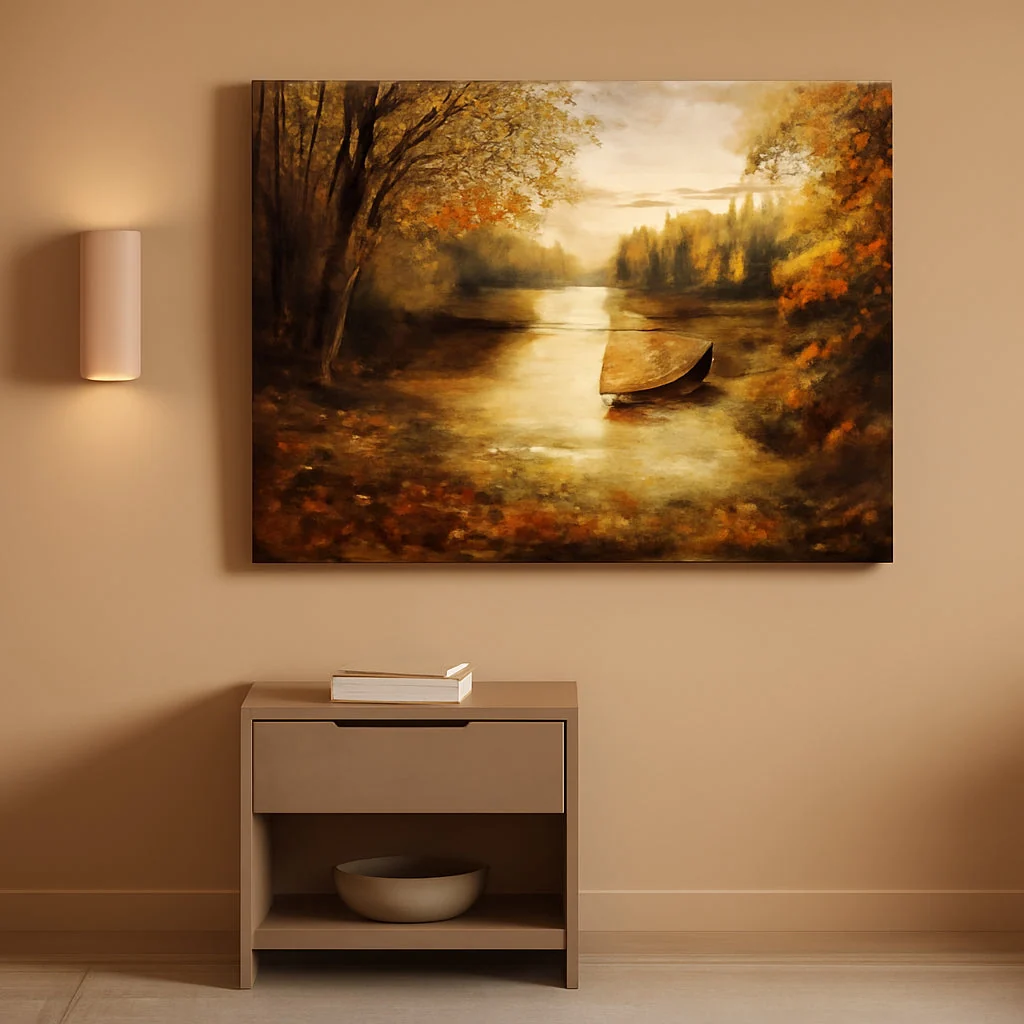 Premium Material Gold Autumn Landscape Canvas Decor Wall Art 29×57 Inches Quality