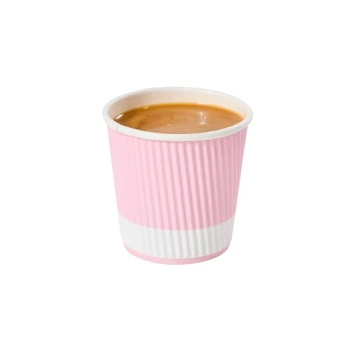 Practical Ripple Wall Coffee Cups 500 Count 4 Ounce Insulated Light Pink Paper Cups Next-Generation