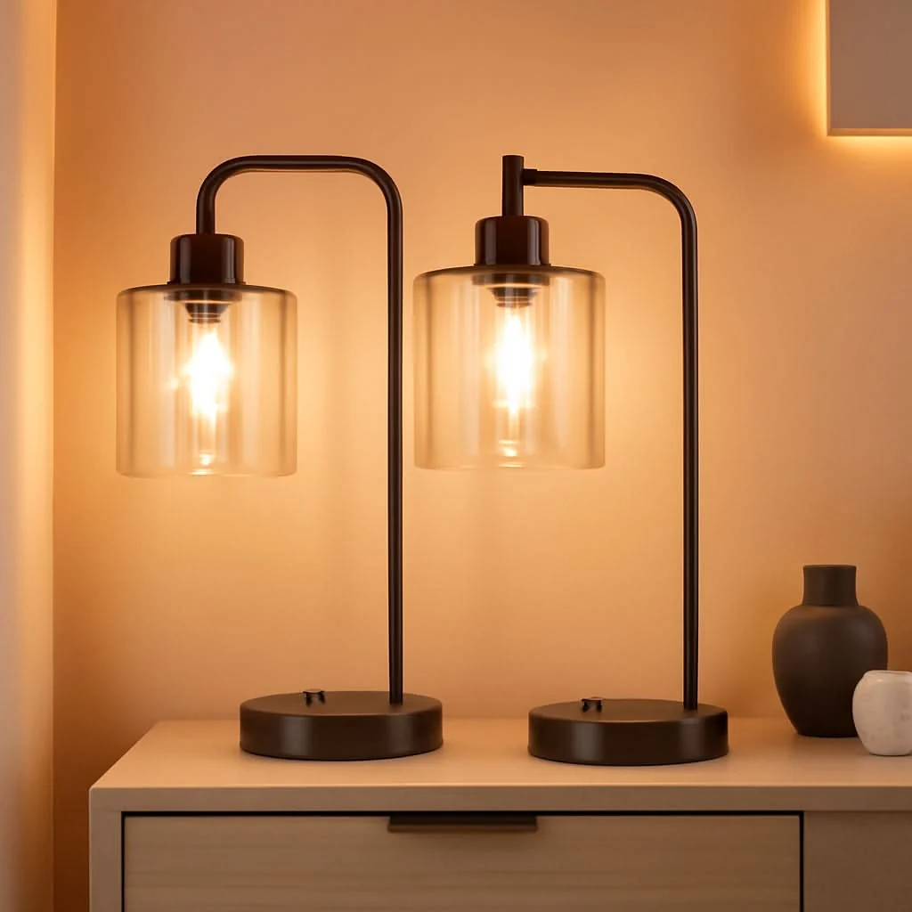 Trendy Brown Table Lamps 3-Way Dimmable With USB Ports Set Of 2 Consistent
