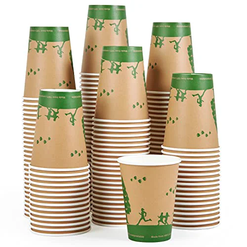 Crafted 12 oz Compostable Paper Coffee Cups with PLA Lined 240 Count Superior