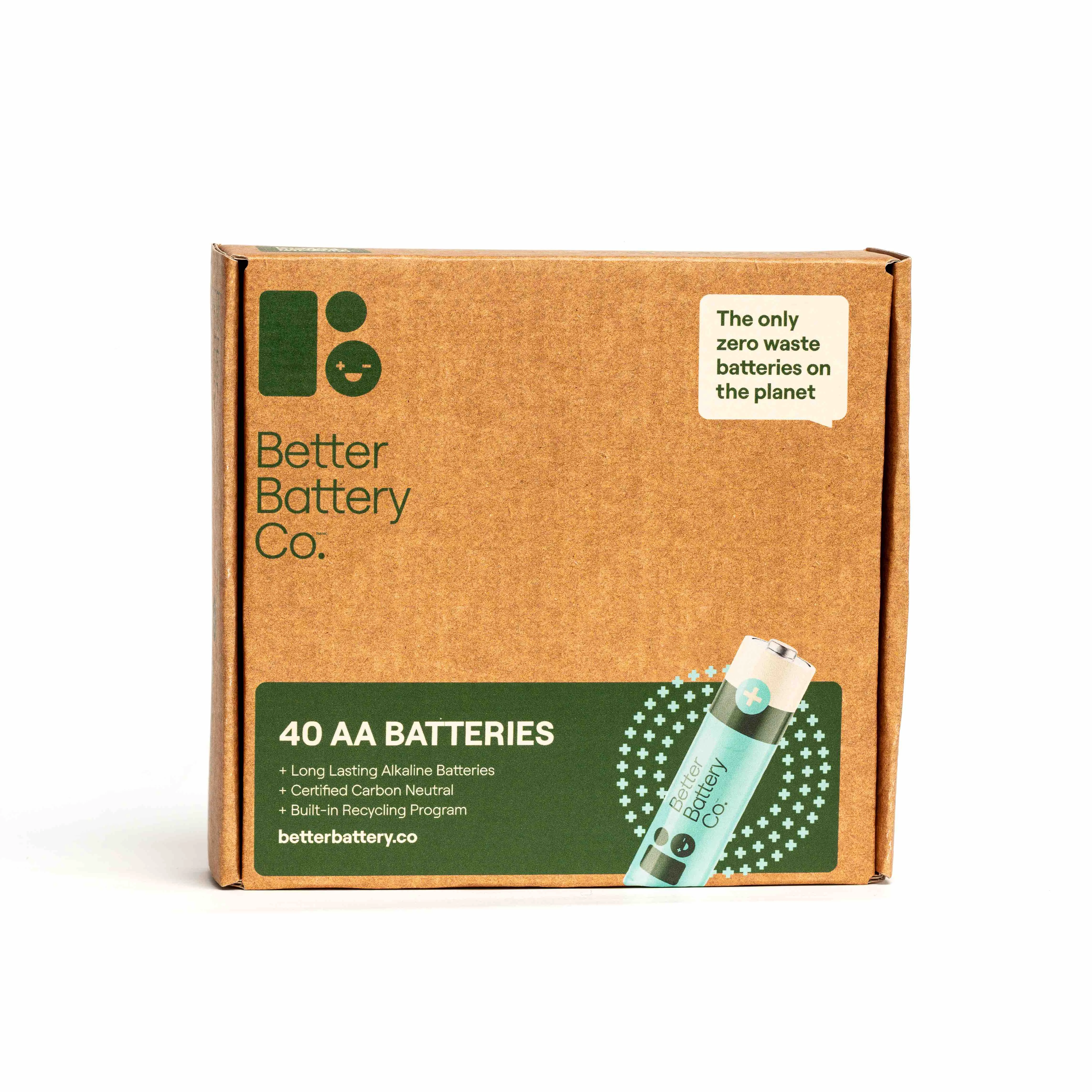 Verified Better Battery Co AA Alkaline Batteries Mega Kit – Zero-waste Carbon-Neutral Optimized