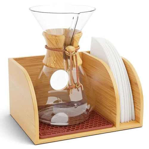 Quality Pour Over Caddy for Chemex Bodum Cosori Coffee Makers Brown Prestigious