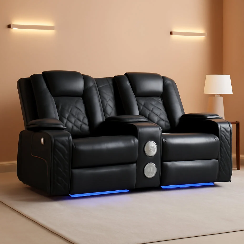 Carefully Designed Black Luxurious Power Recliner With Center Console Artisan