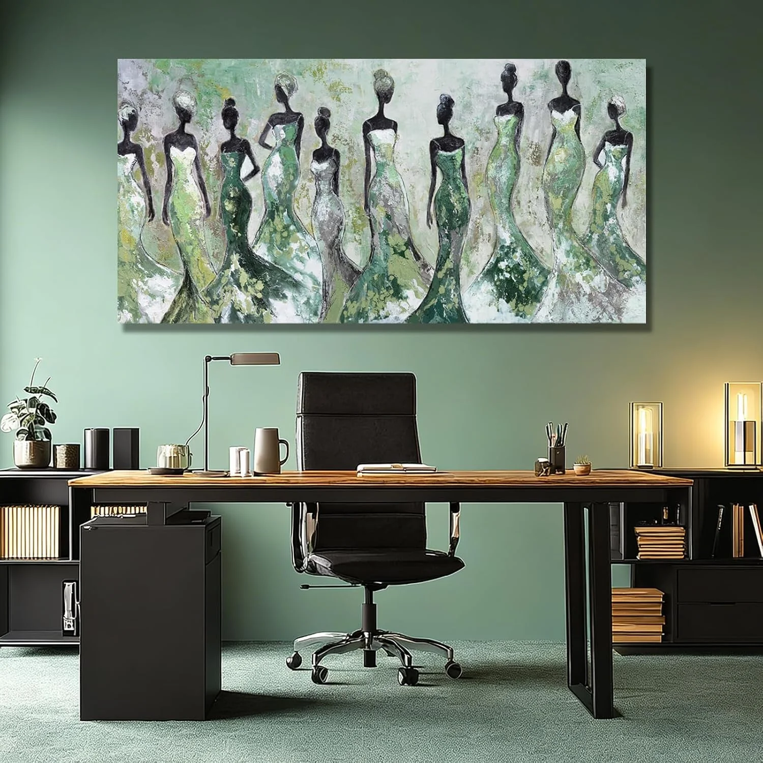 Specialty Sage Green Abstract Textured Canvas Wall Art 29x58Inch Verified