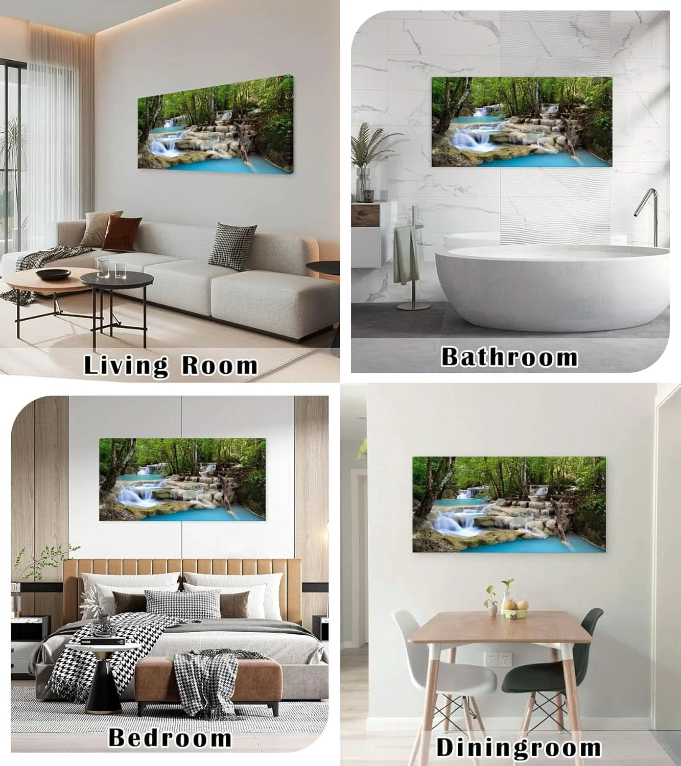 Healthy Tropical Waterfall Land scape Wall Art Canvas 71x36in Expertly Made