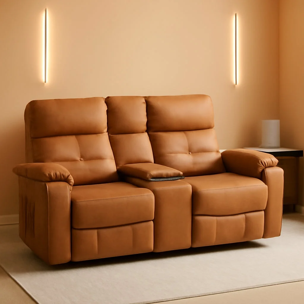 Sophisticated Power Recliner Loveseat With Console Yellowish Brown Outstanding