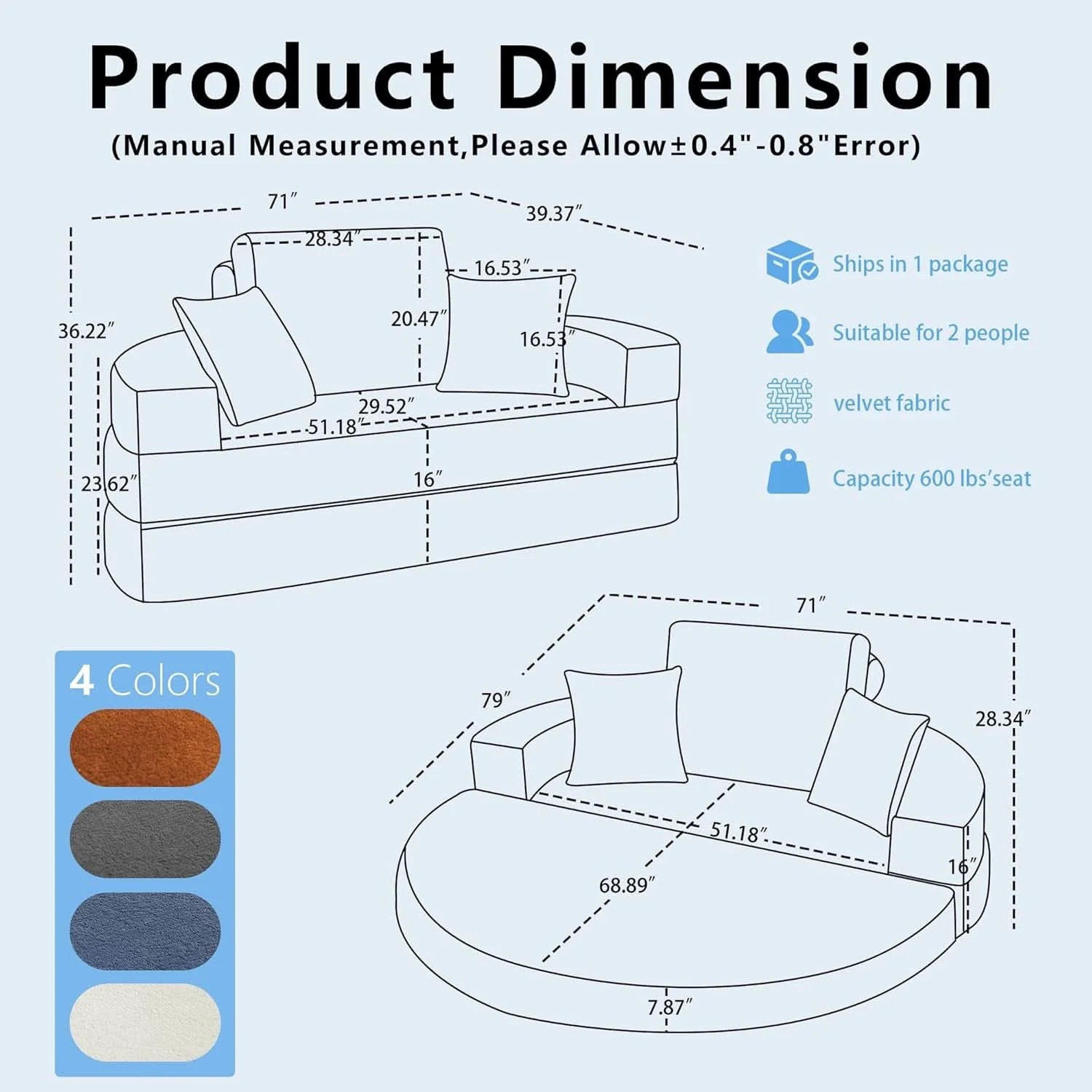 Breathable Beige 71Inch Convertible Sleeper Sofa Bed Upholstered Efficient