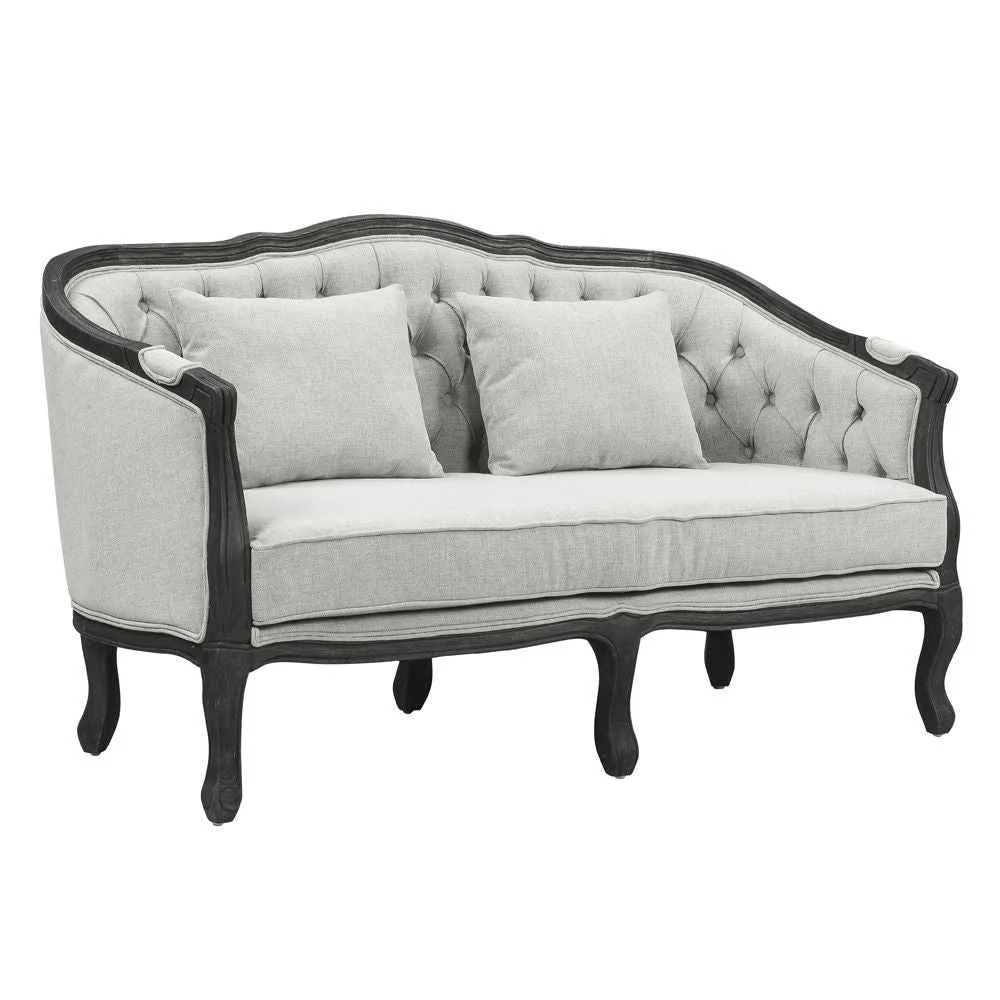 Reliable Samael – Loveseat With 2 Pillows – Gray Linen Dark Brown Selected