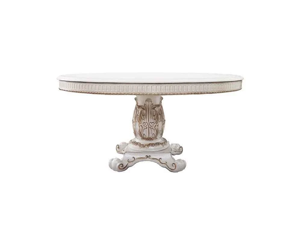 Reusable Vendome – 76 Round Dining Table With Pedestal Base – Antique Pearl Exclusive